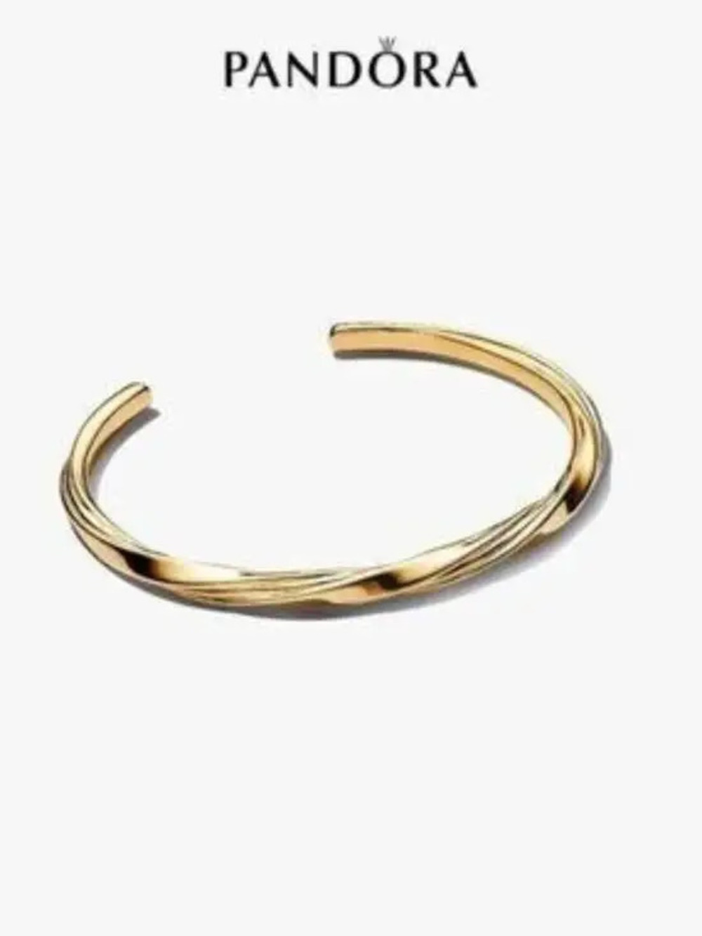 Pandora Gold Twisted Open Cuff Bangle Bracelet